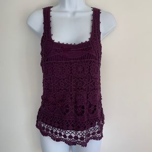 Pins and Needles Purple Crochet Sleeveless Top